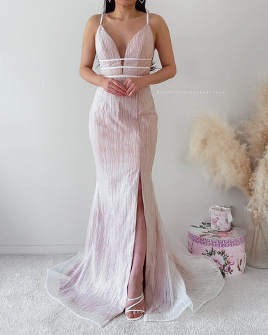 Giana Drape Gown by Jadore - Antique Pink