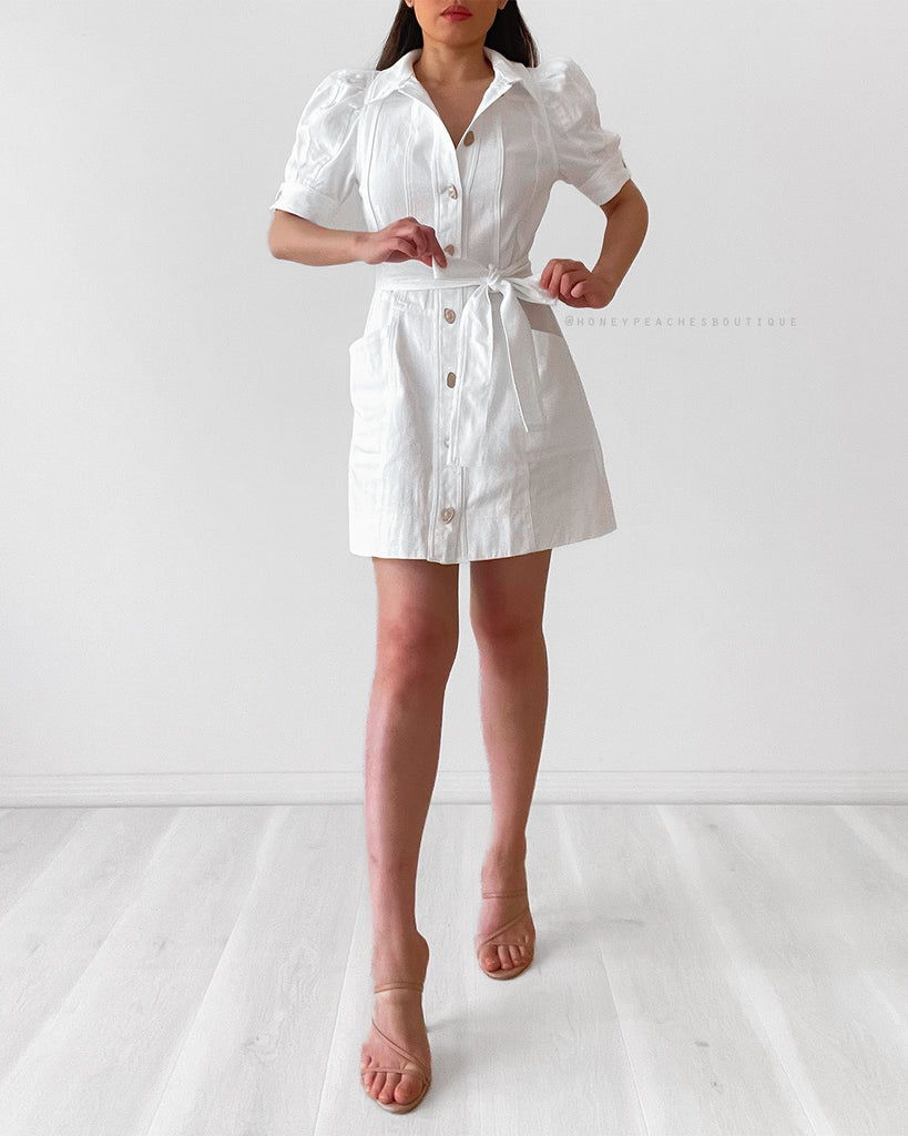 Jocelyn Mini Denim Dress - White