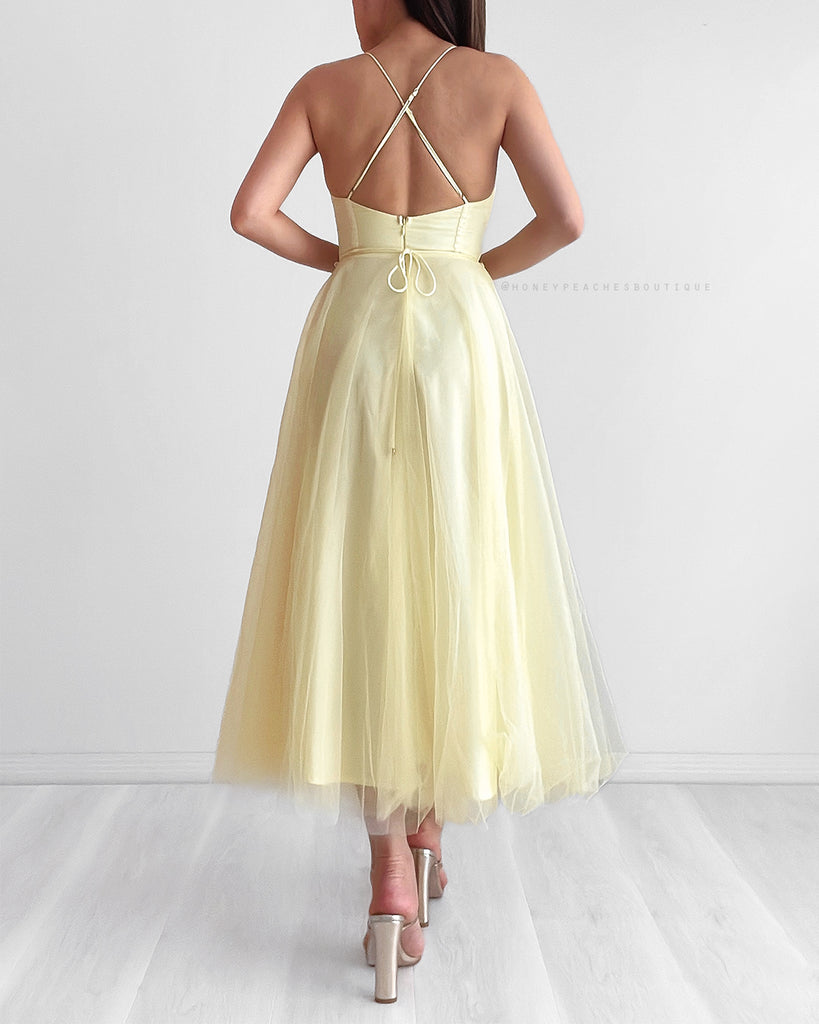 Belle Tulle Midi Dress - Yellow