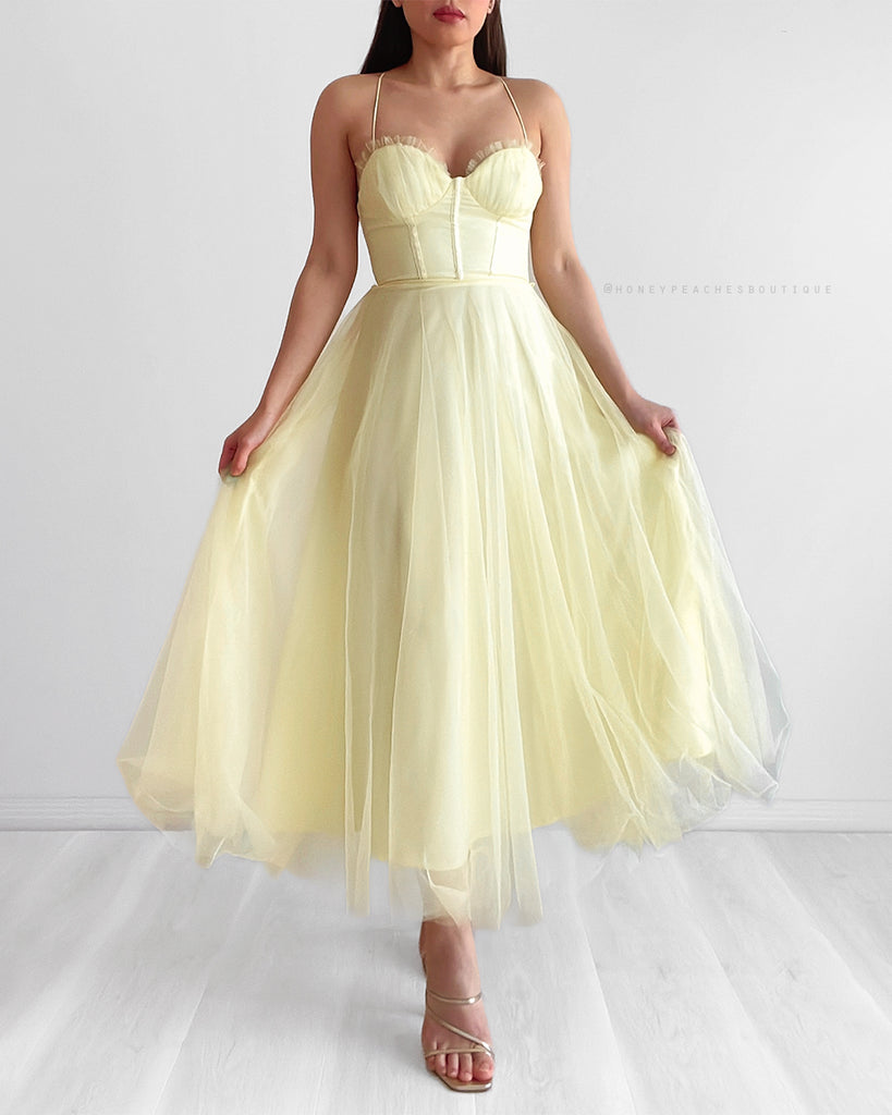 Belle Tulle Midi Dress - Yellow