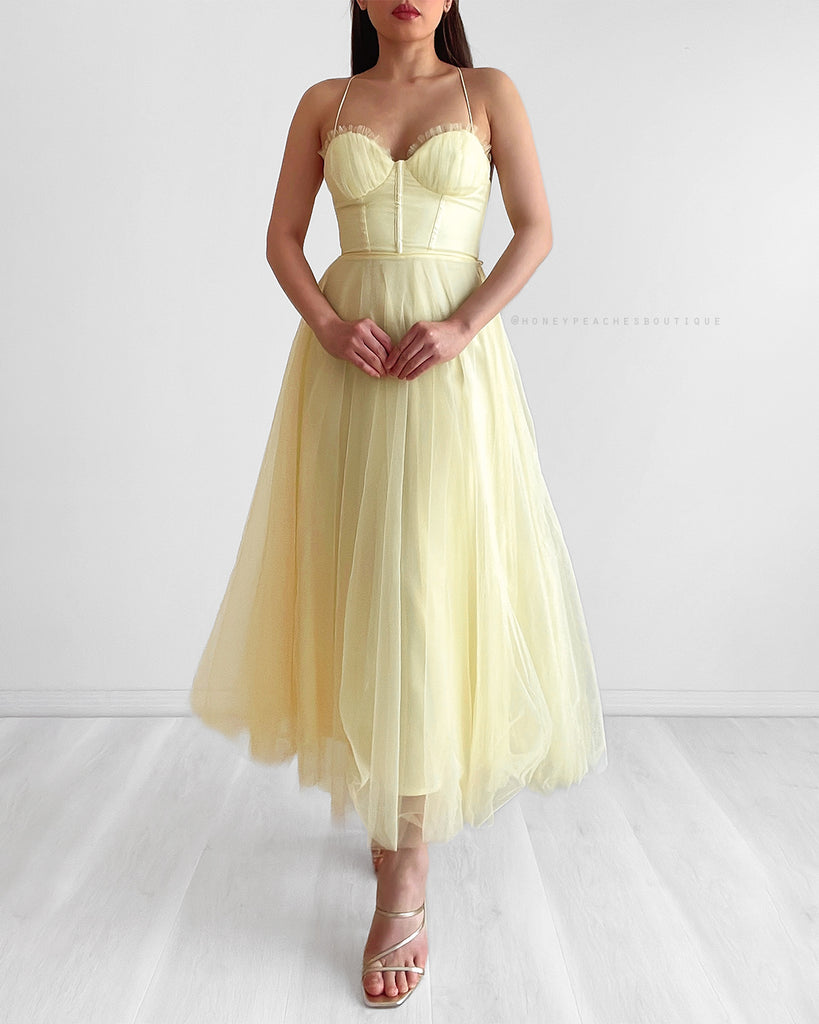 Belle Tulle Midi Dress - Yellow