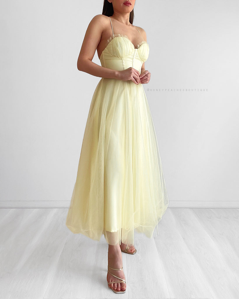 Belle Tulle Midi Dress - Yellow