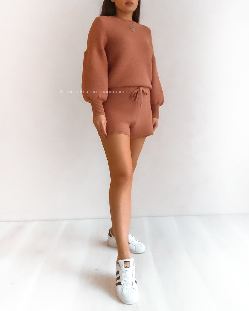 Kinsley Knit Shorts - Rust