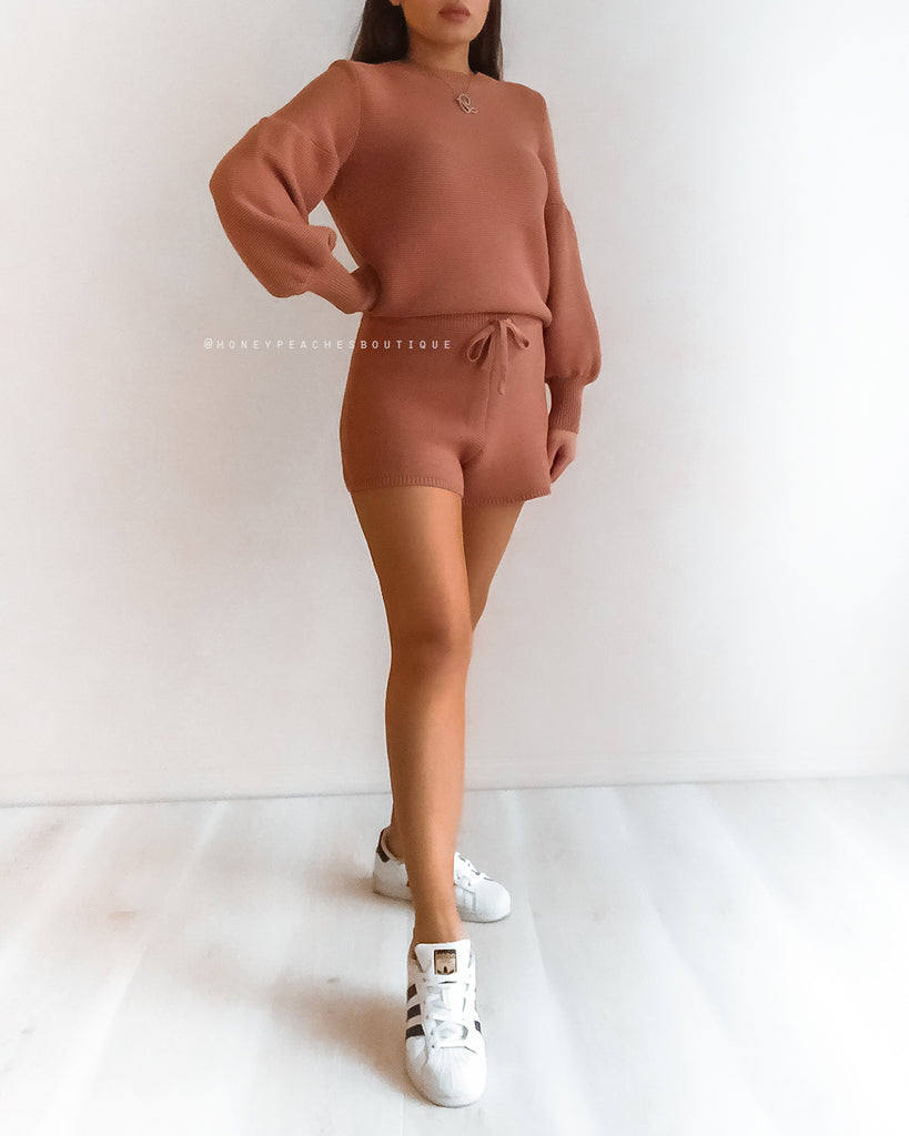 Kinsley Knit Shorts - Rust