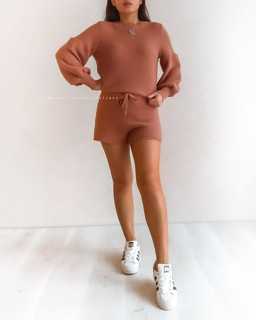 Kinsley Knit Shorts - Rust