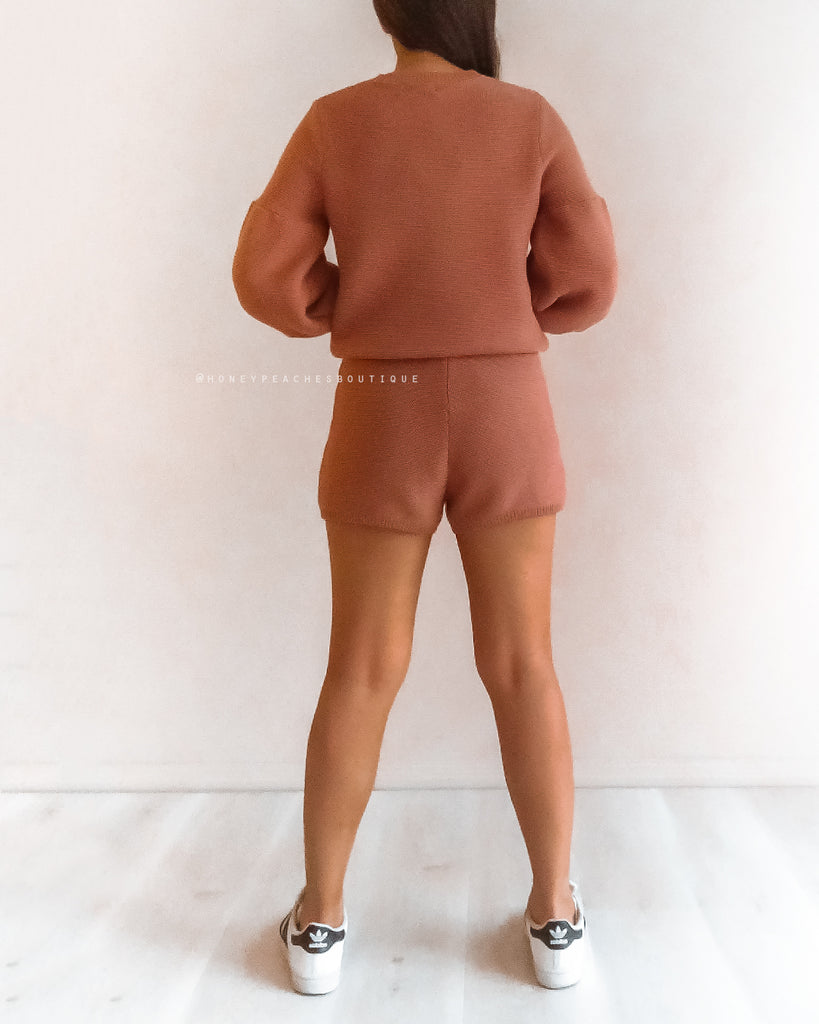 Kinsley Knit Shorts - Rust