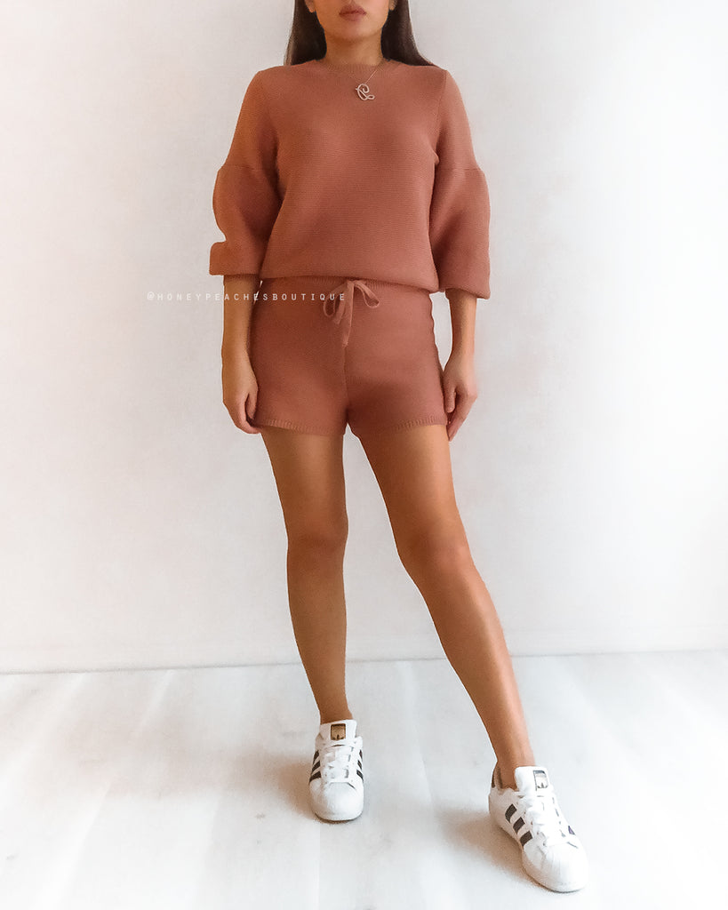 Kinsley Knit Shorts - Rust
