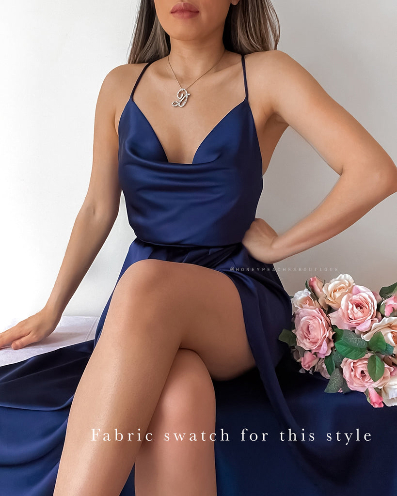Bridesmaid Fabric Swatch - Luxe Satin - Navy