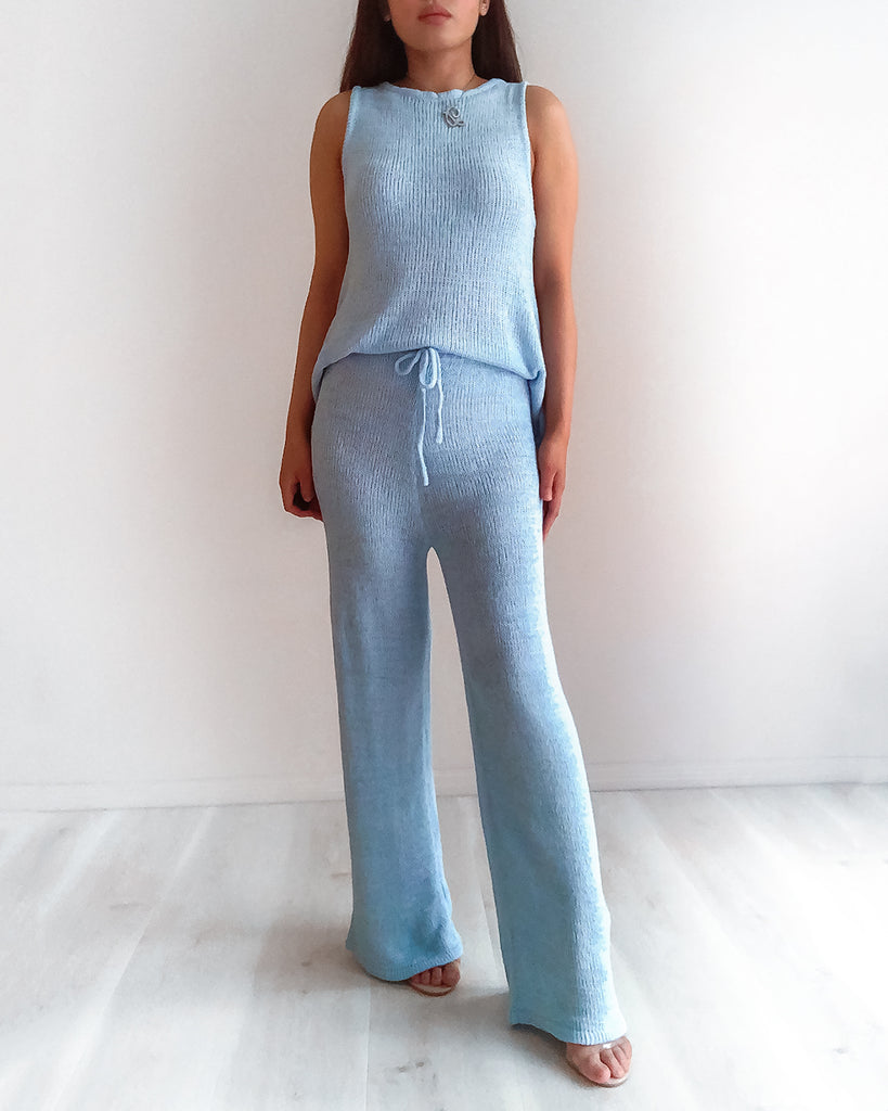 Stevie Knit Top - Baby Blue