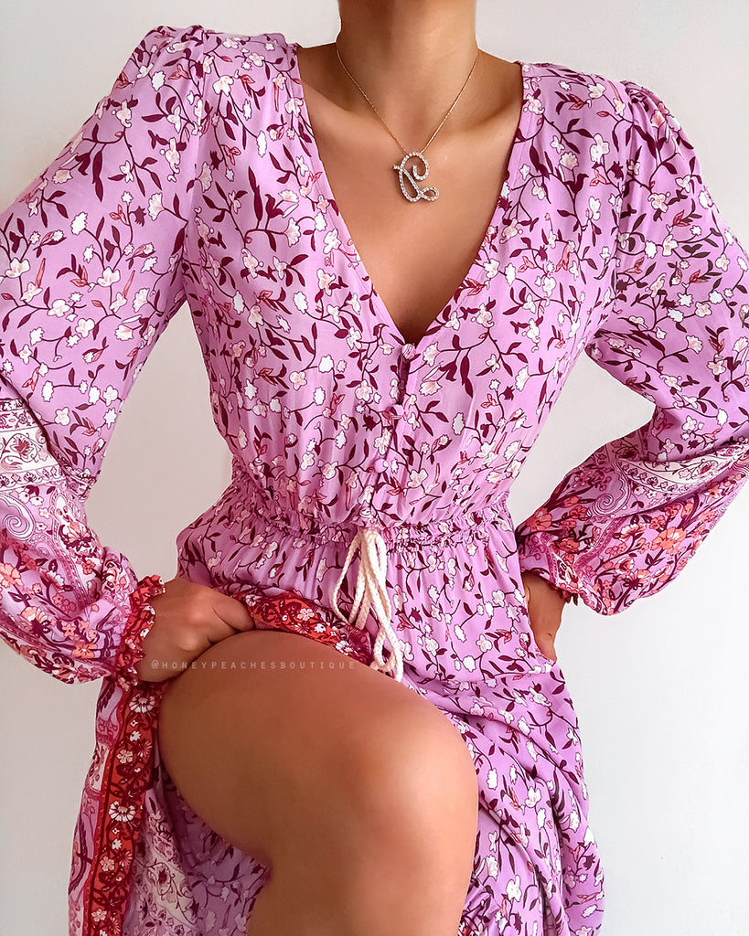 Serenity Maxi Dress - Purple/Orange Floral