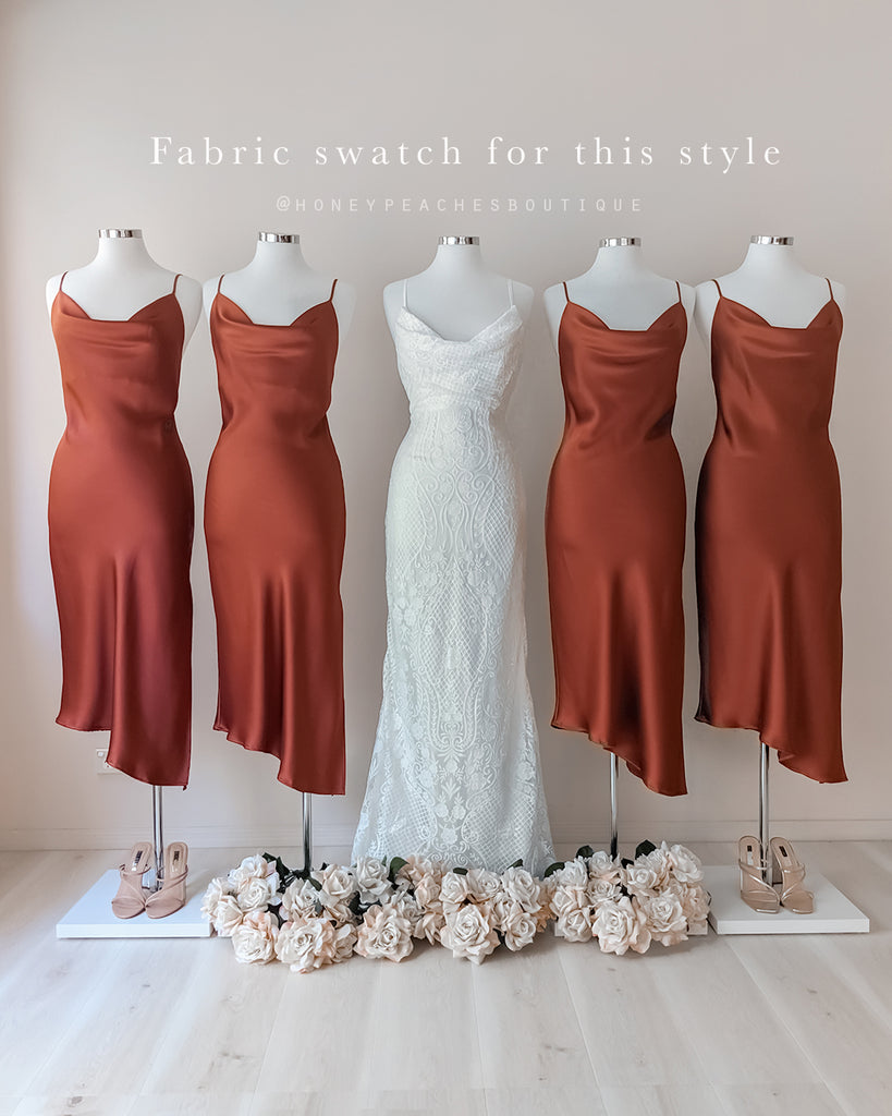 Bridesmaid Fabric Swatch - Luxe Satin - Rust