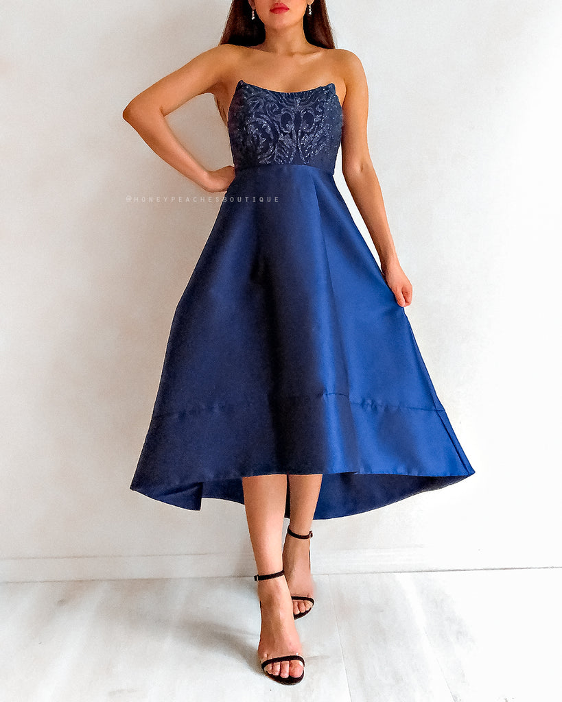 Everly Glitter Dress - Navy