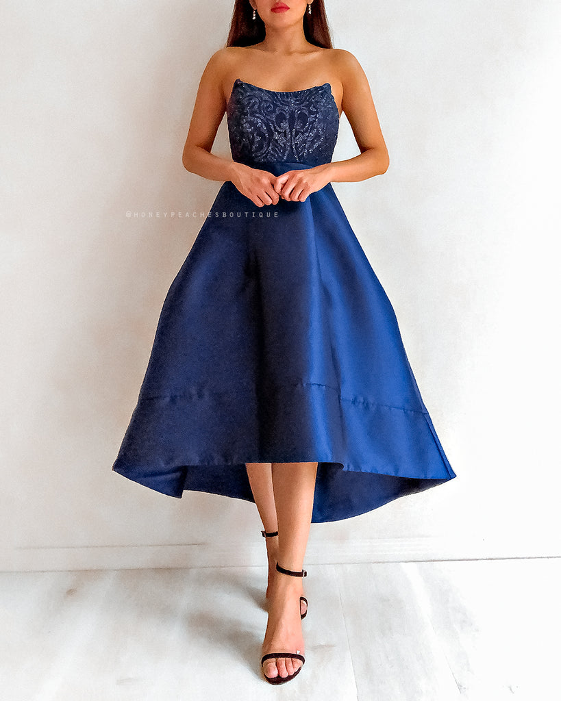 Everly Glitter Dress - Navy