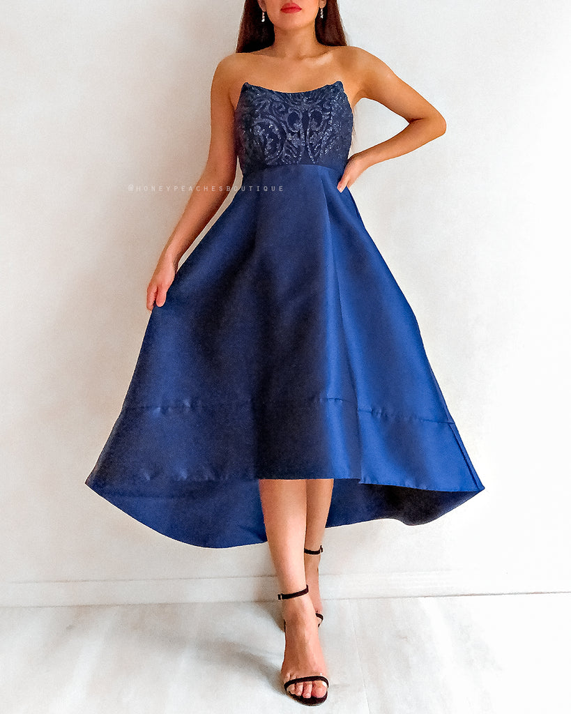 Everly Glitter Dress - Navy