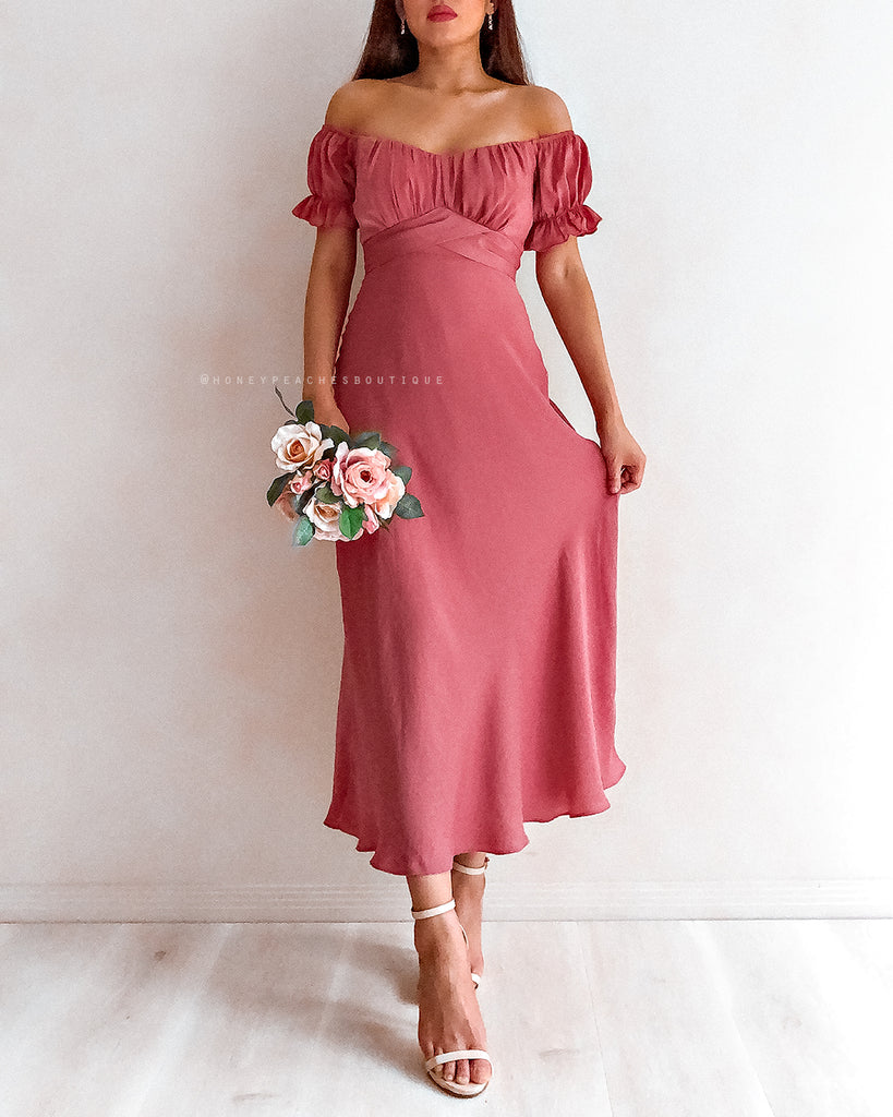 Dinah Midi Dress - Dark Rose