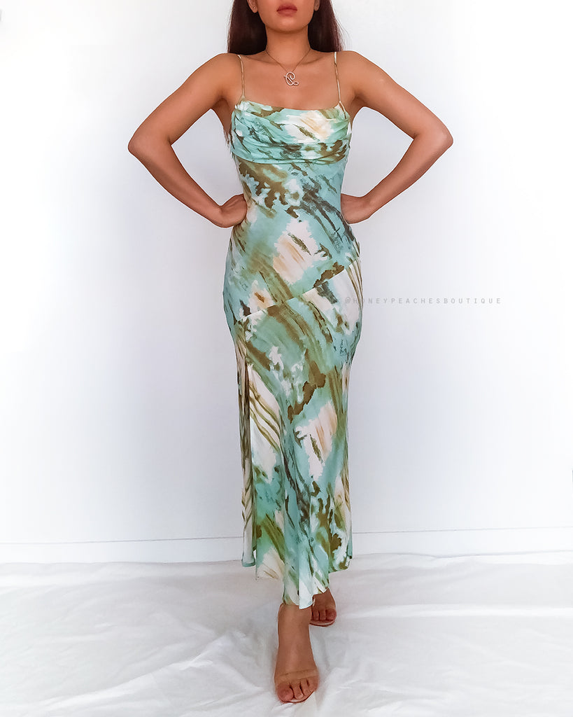 Sasha Midi Dress - Mint Multi Print
