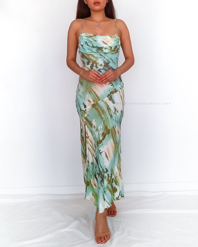 Sasha Midi Dress - Mint Multi Print