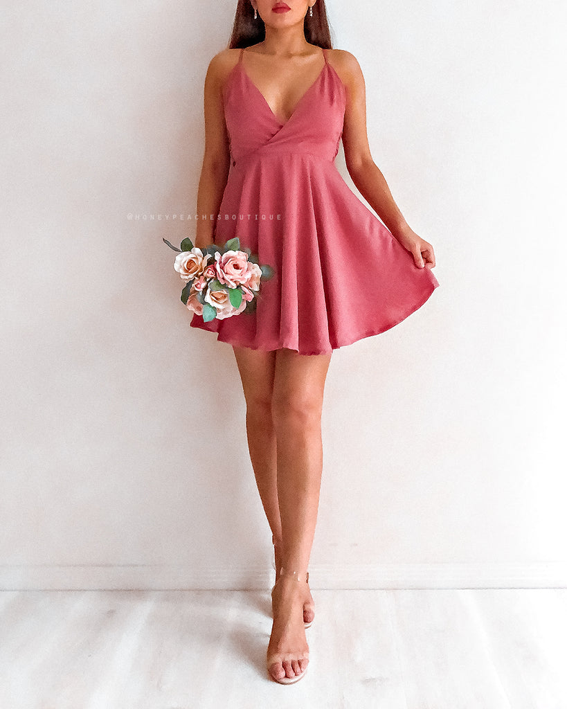 Gwen Mini Dress - Dark Rose