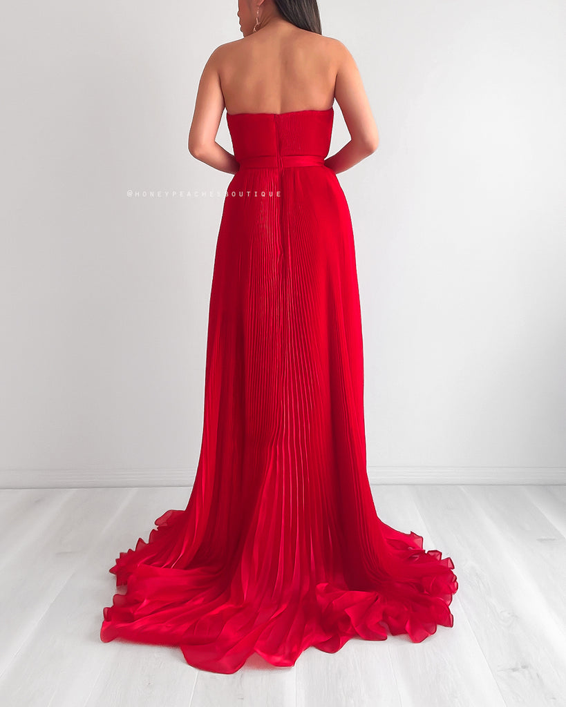 Maya Pleated Gown by Jadore - Red