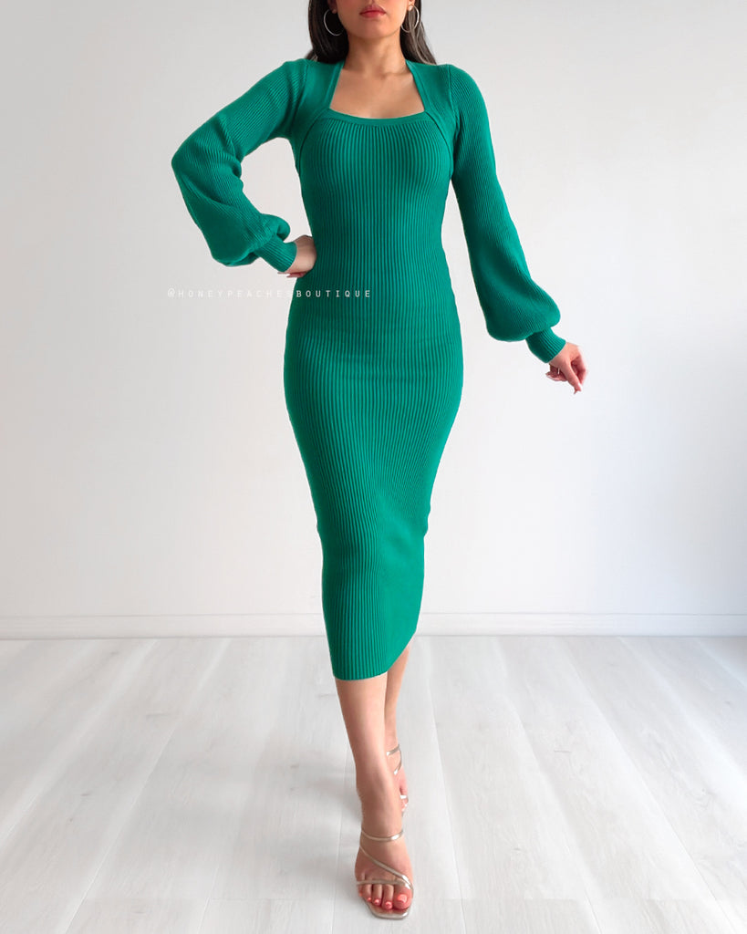 Frankie Knit Midi Dress - Jade