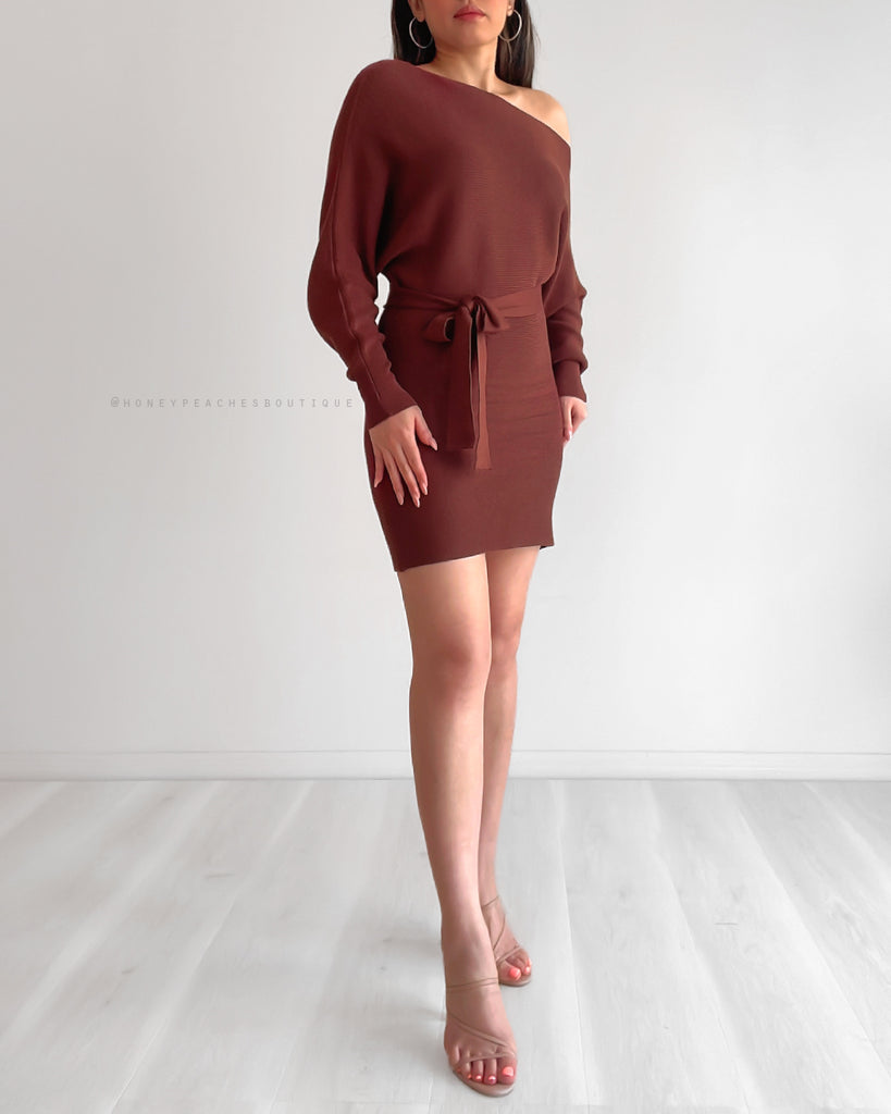 Millie Knit Mini Dress - Mocha