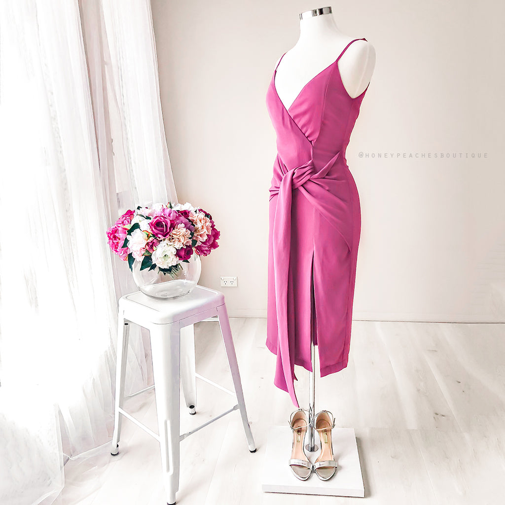 Natasha Midi Dress - Fuchsia