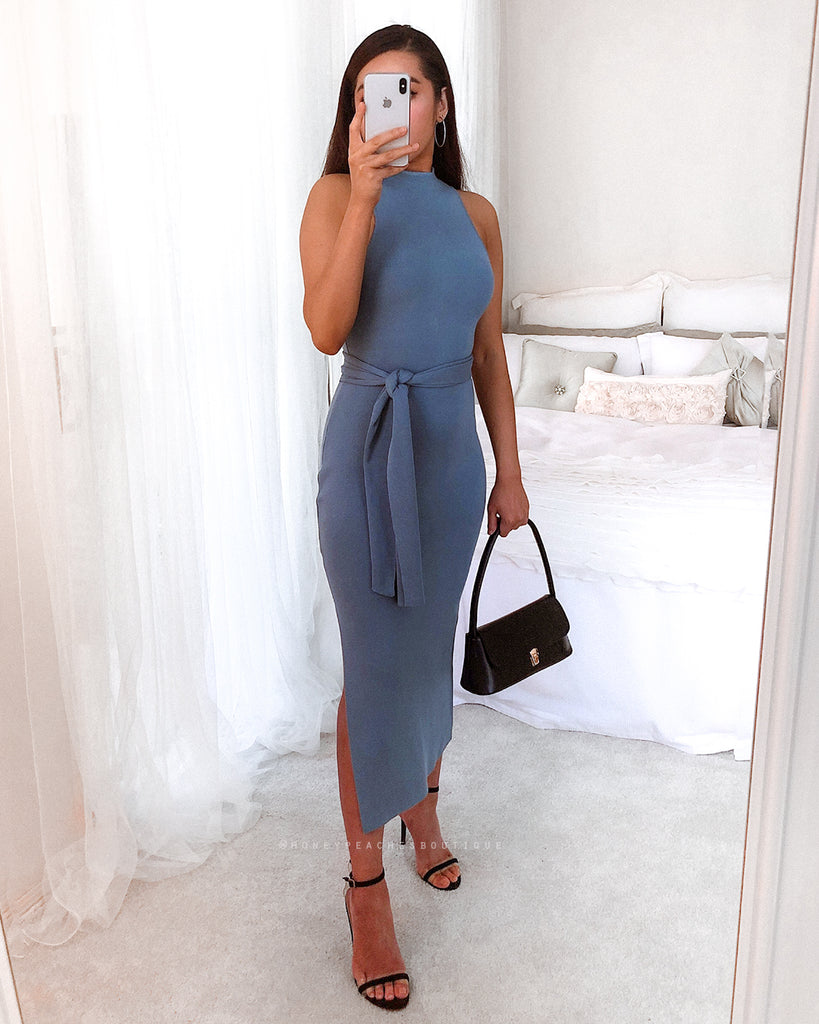 Sadie Knit Midi Dress - Blue
