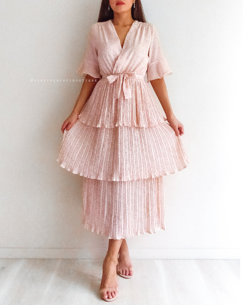 Claire Midi Dress - Blush Print