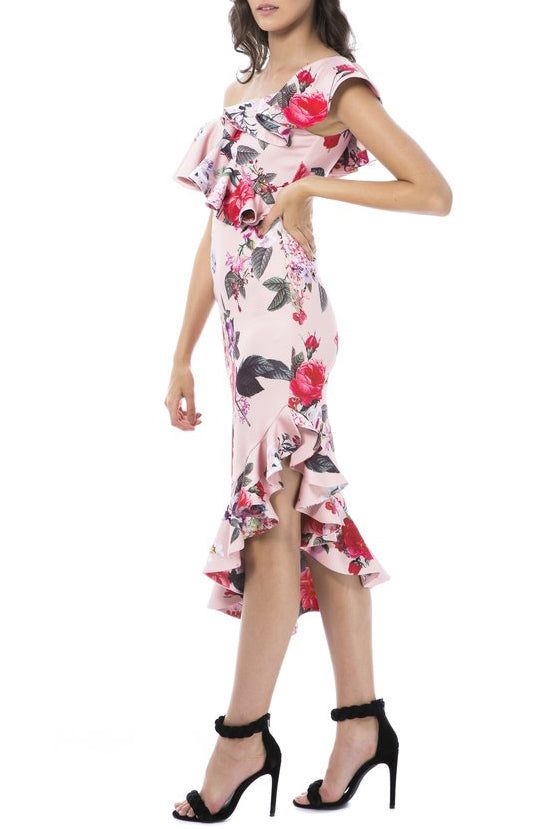 Alessandra Midi Dress - Pink Floral
