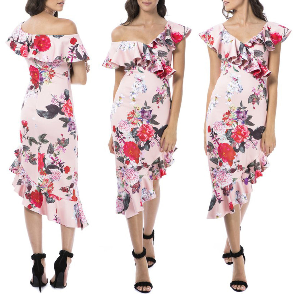 Alessandra Midi Dress - Pink Floral