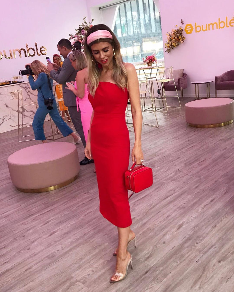 Angelica Midi Dress - Red/Pink