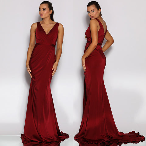 Maya Pleated Gown by Jadore - Red