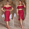 Janine Two Piece Dress Set - Red