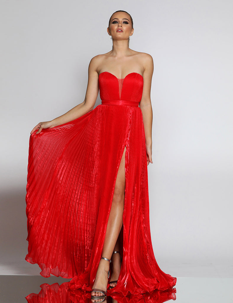 Maya Pleated Gown by Jadore - Red