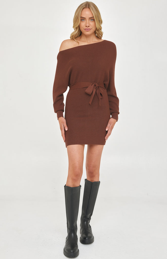 Millie Knit Mini Dress - Mocha