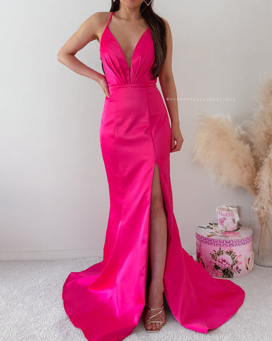 Giana Drape Gown by Jadore - Antique Pink