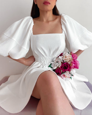 Jocelyn Mini Denim Dress - White