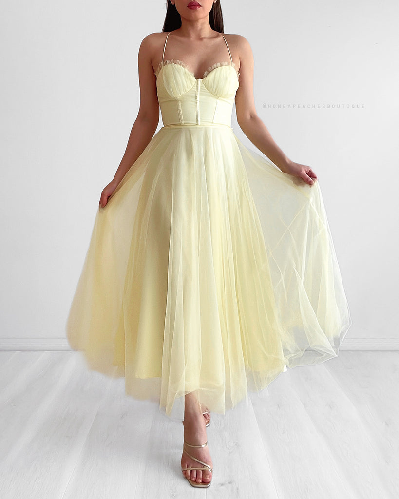 Belle Tulle Midi Dress - Yellow