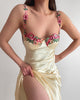Rozalia Floral Applique Midi Dress - Yellow