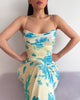 Christina Mesh Bodycon Maxi Dress - Yellow/Blue Floral