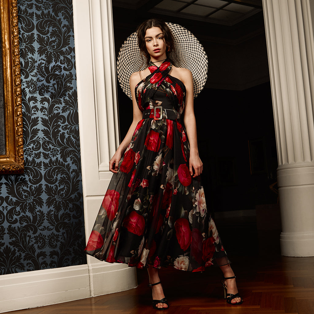 Victoria Dress by Georgy Collection - Black Floral