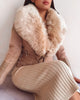 Bessy Fur Biker Jacket - Beige