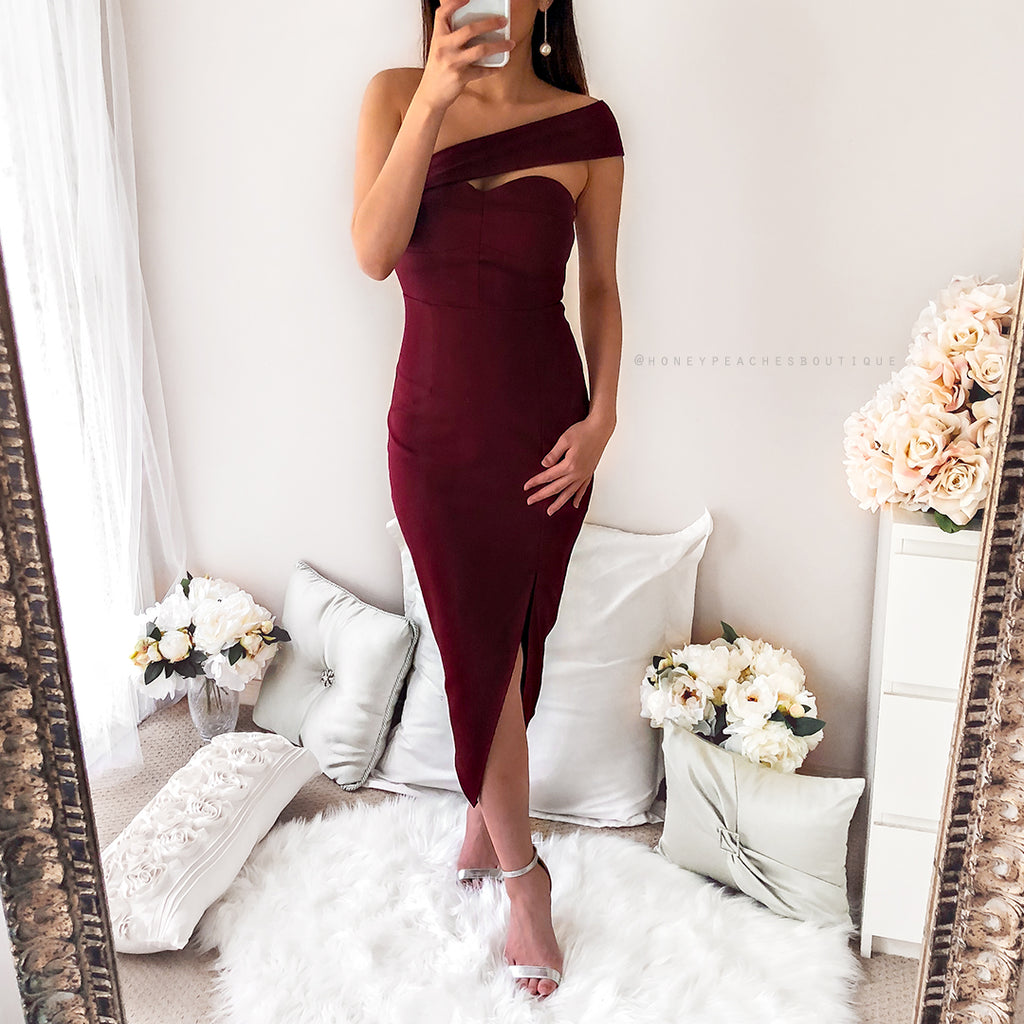 Secret Haven Multi Way Midi Dress - Maroon