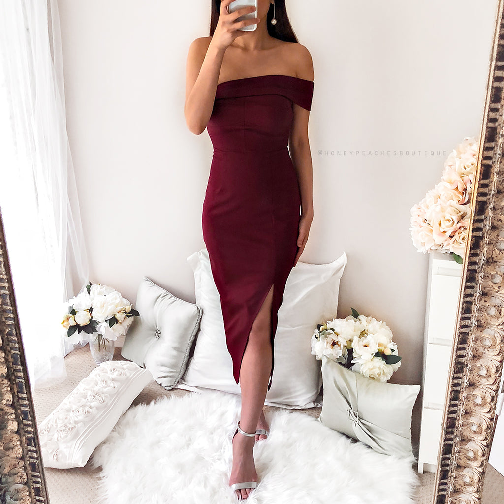 Secret Haven Multi Way Midi Dress - Maroon