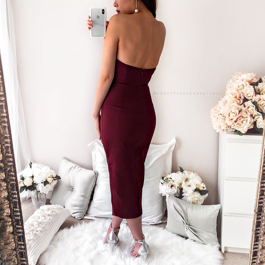 Secret Haven Multi Way Midi Dress - Maroon