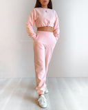 Stacey Fleece Crop Top - Pink