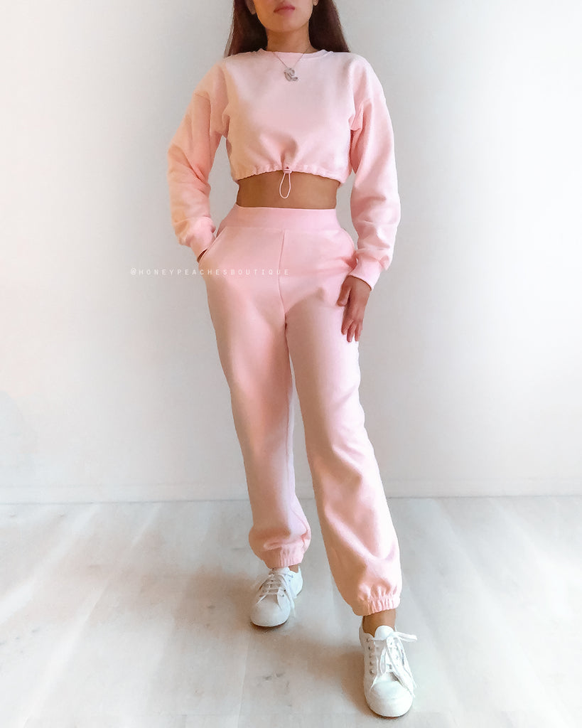 Stacey Fleece Crop Top - Pink