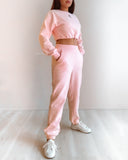 Stacey Fleece Crop Top - Pink