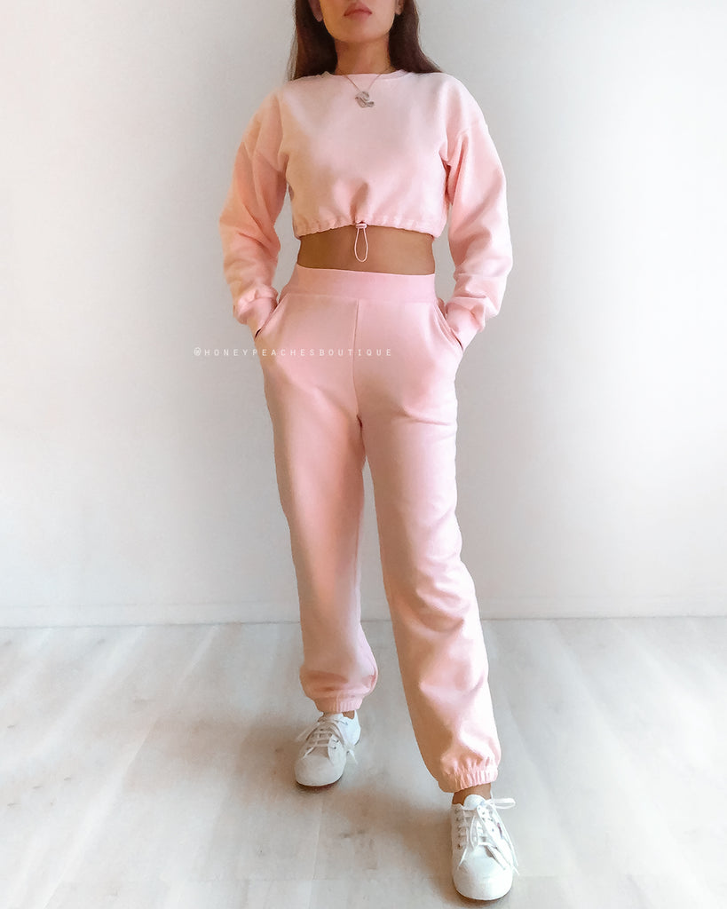 Stacey Fleece Crop Top - Pink