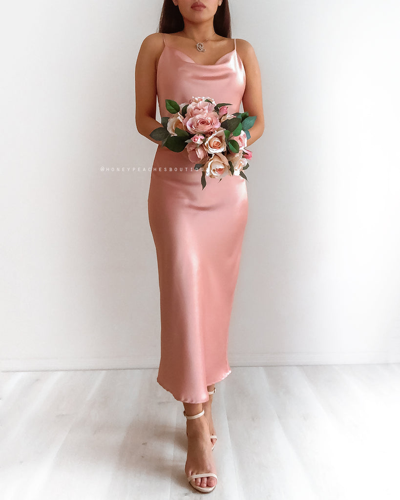 Isabella Midi Dress - Dusty Pink